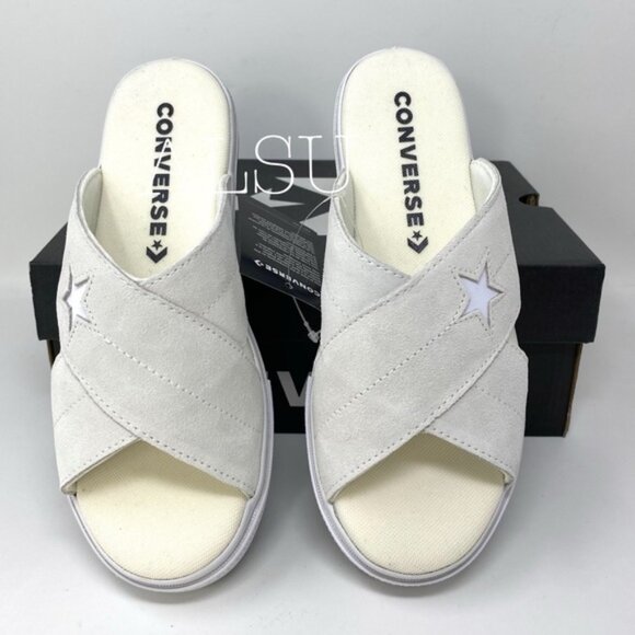 🔥HOT SALE🔥 Converse One Star Womens Size Sandal Slip Suede Egret 564144C - Picture 4 of 7
